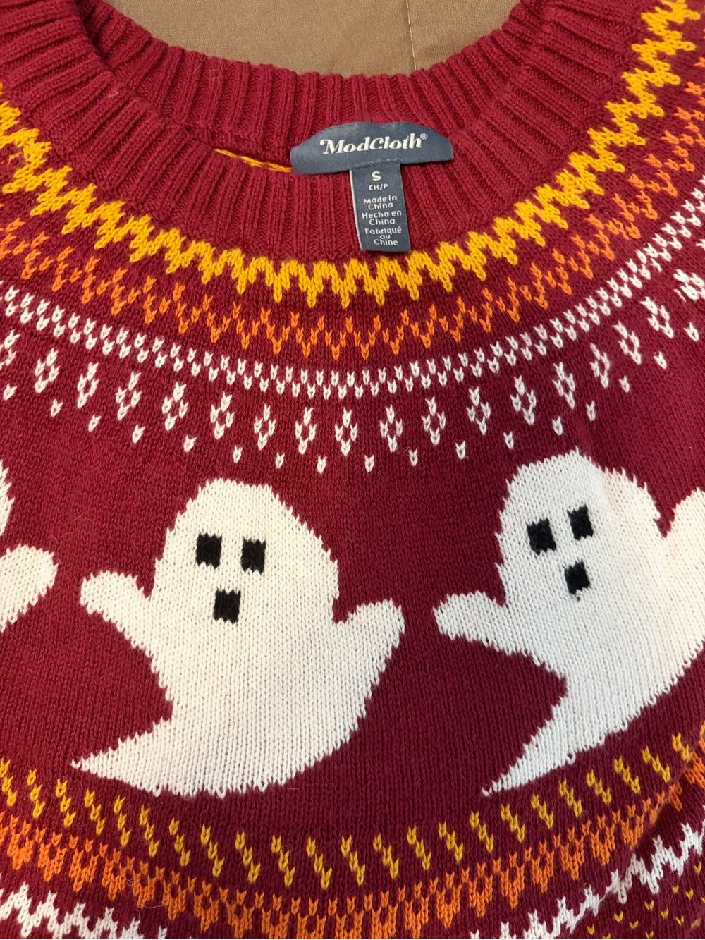 👻 Modcloth You've Been Ghosted Fair Isle Sweater ✨ never worn! 🧡 - Picture 4 of 7